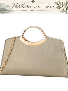 Vegan Leather Clutch Purse, Evening Bag with Detachable Strap